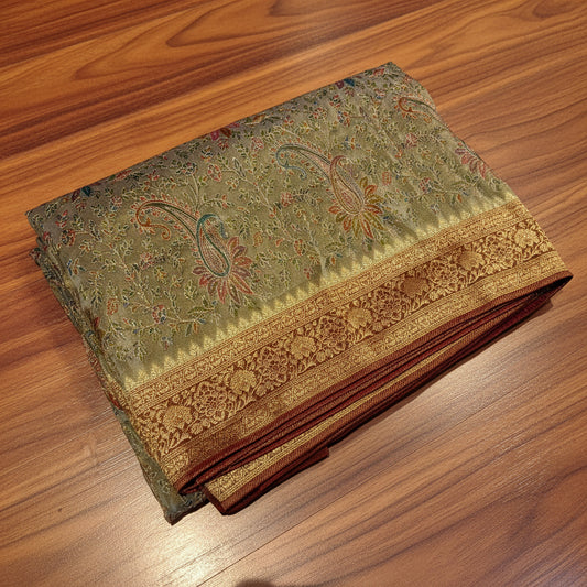 PASHMEENA GERORGETTE SAREES WITH KAATA WORK