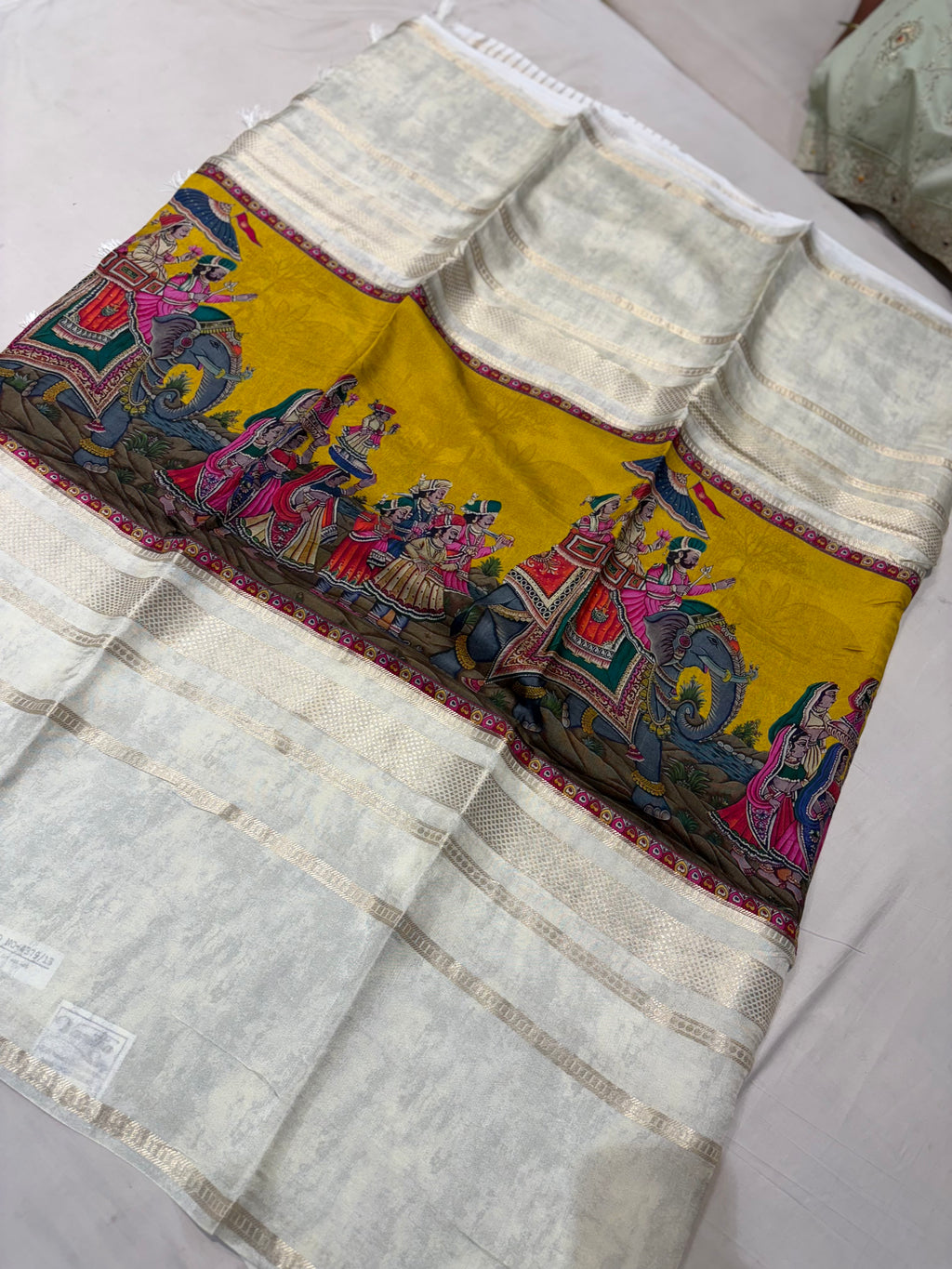 PREMIUM MOUNGA CREAPE WITH KALAMKARI PRINT