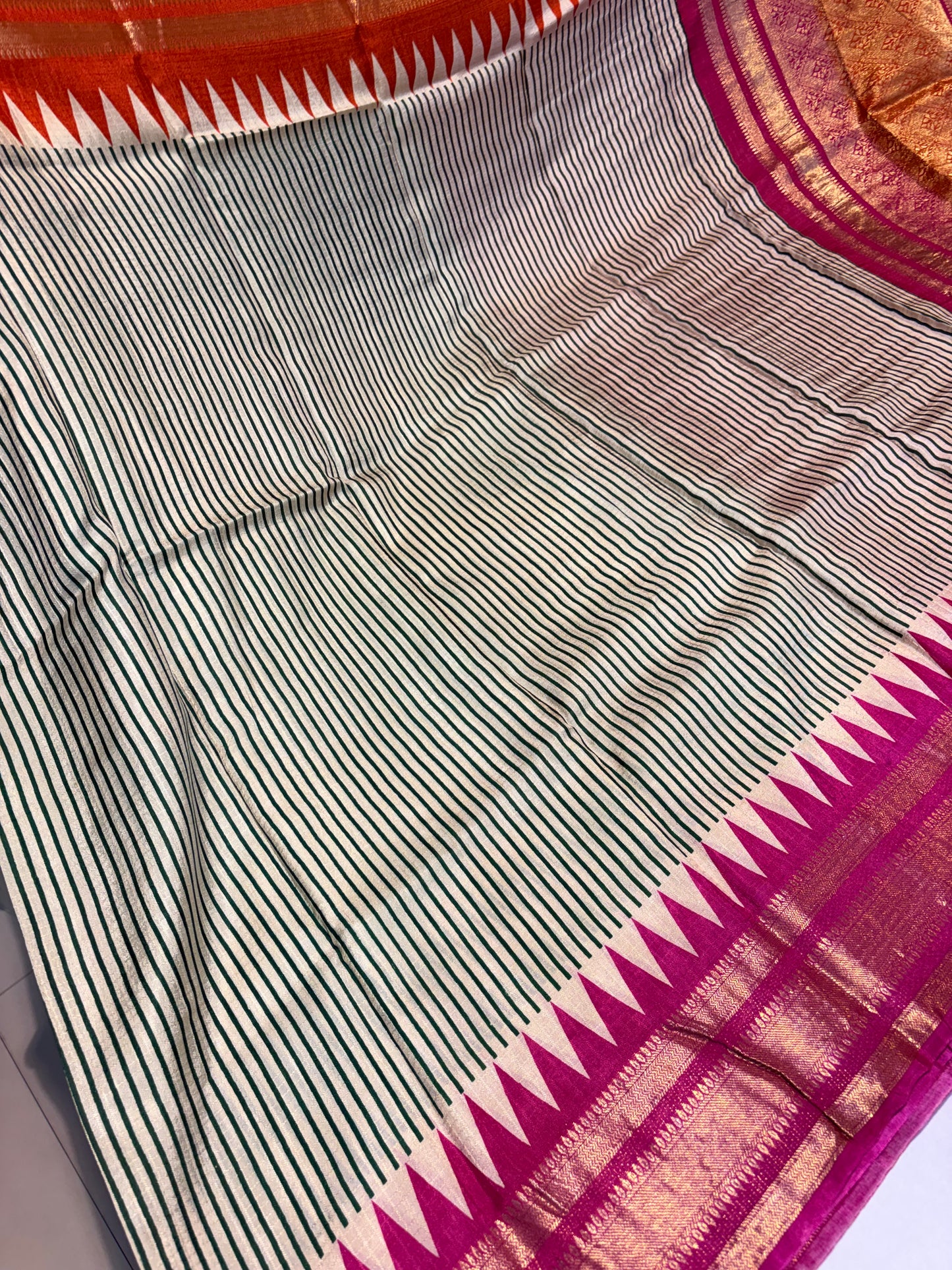 SOFT CHANDERI DOLA SAREES WITH GANGA YAMMUNA BORDER