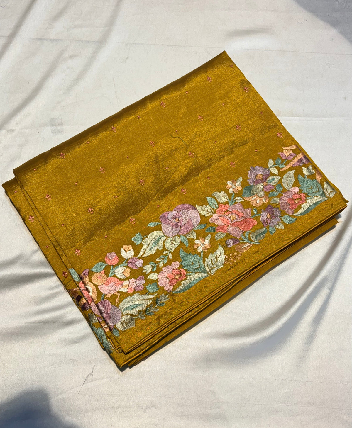 SOFT TUSSUR SILK SAREE WITH EMBROIDER WORK