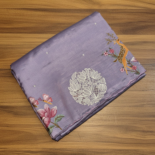 PREMIUM SOFT TUSSUR SILK WITH EMBROIDERY & CUTWORK