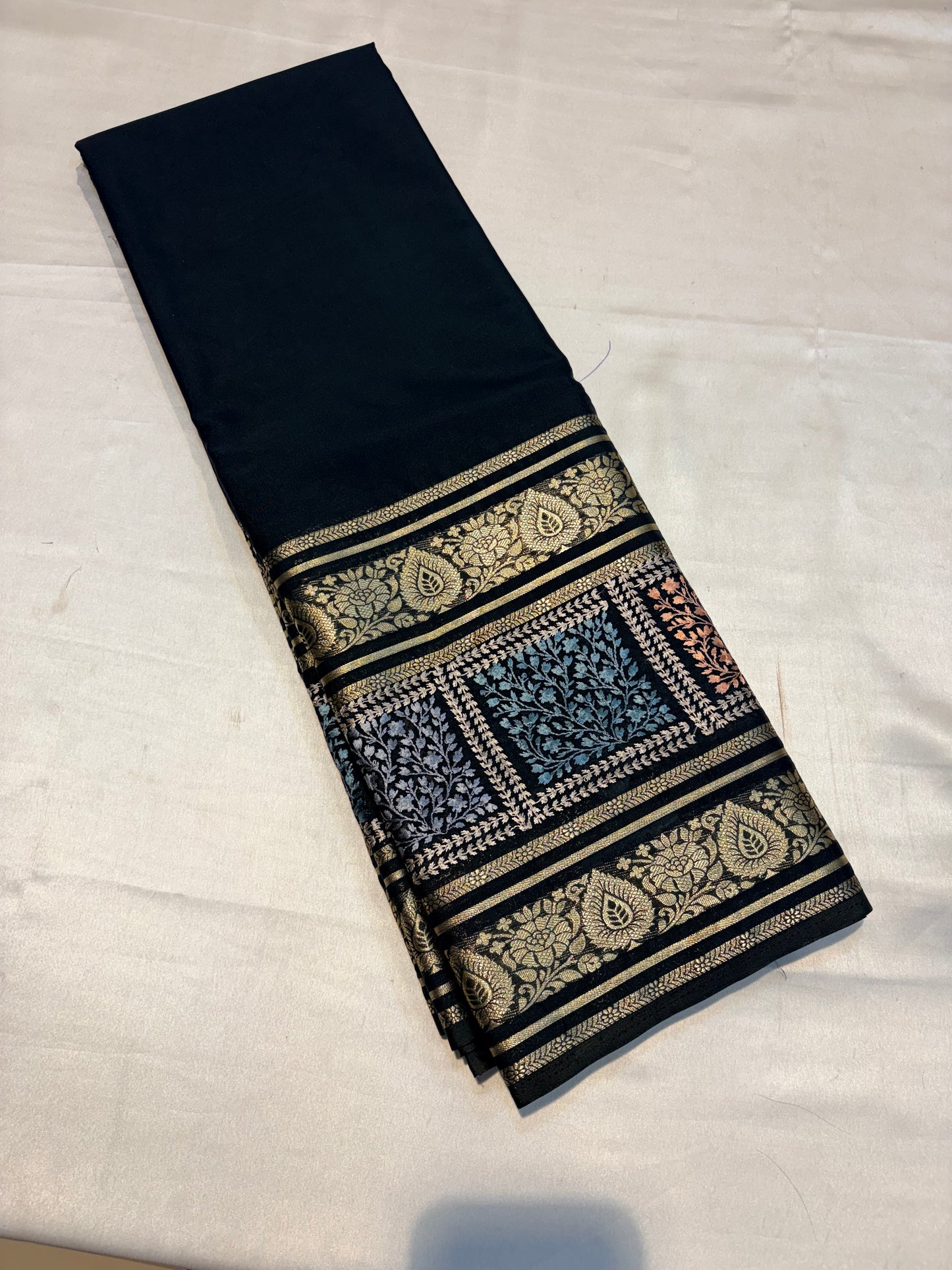 SEMI MYSORE SILK SAREE WITH EMBROIDERY WORK