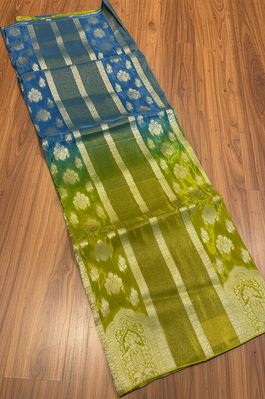 PREMIUM RAW CHINON CREAPE SAREE