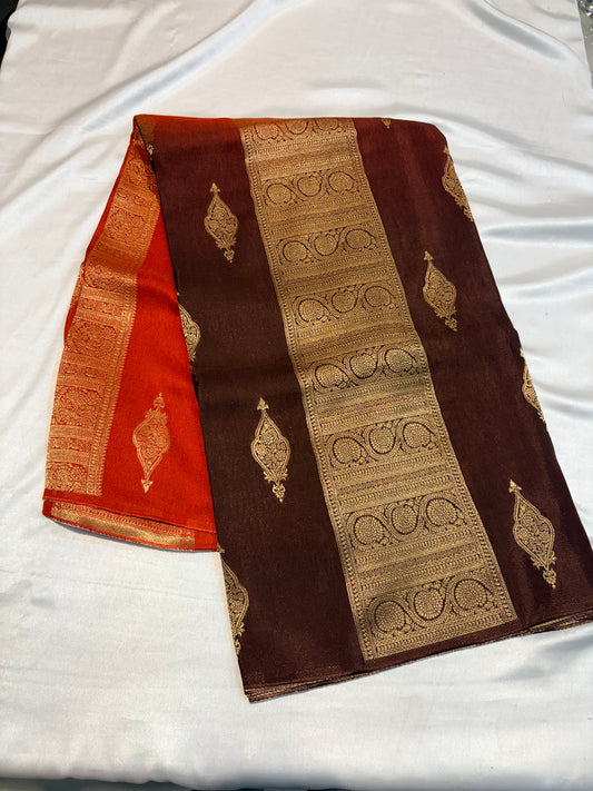 Mounga silk saree in dual shade
