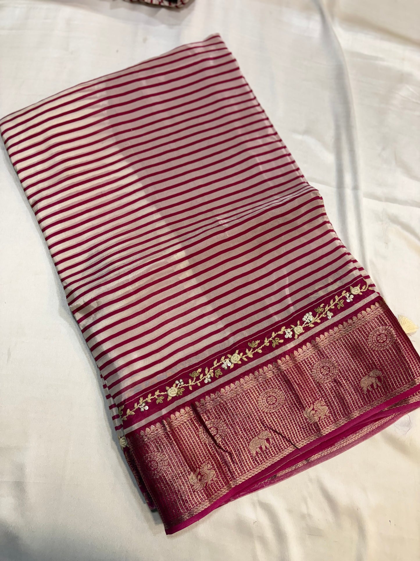 Premium Printed Creape Sarees with French knot work