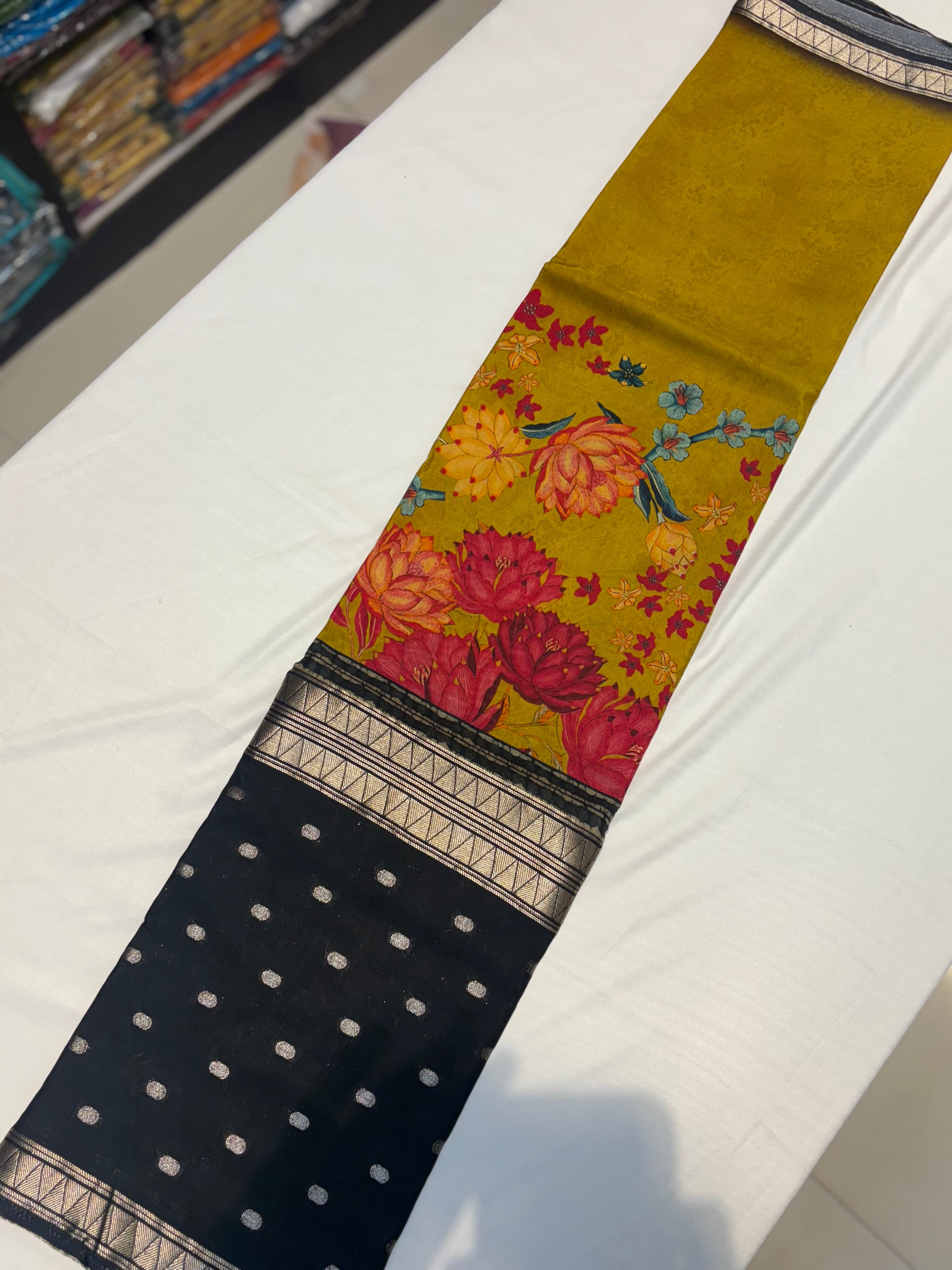 PREMIUM MOUNGA CREAPE SAREE