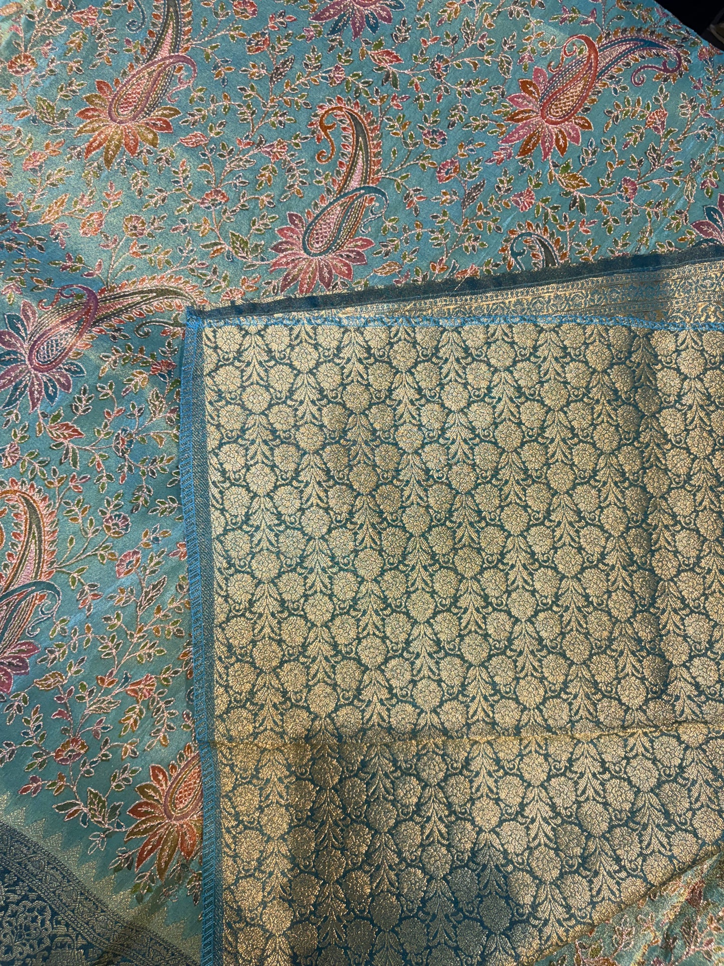 PASHMEENA GERORGETTE SAREES WITH KAATA WORK