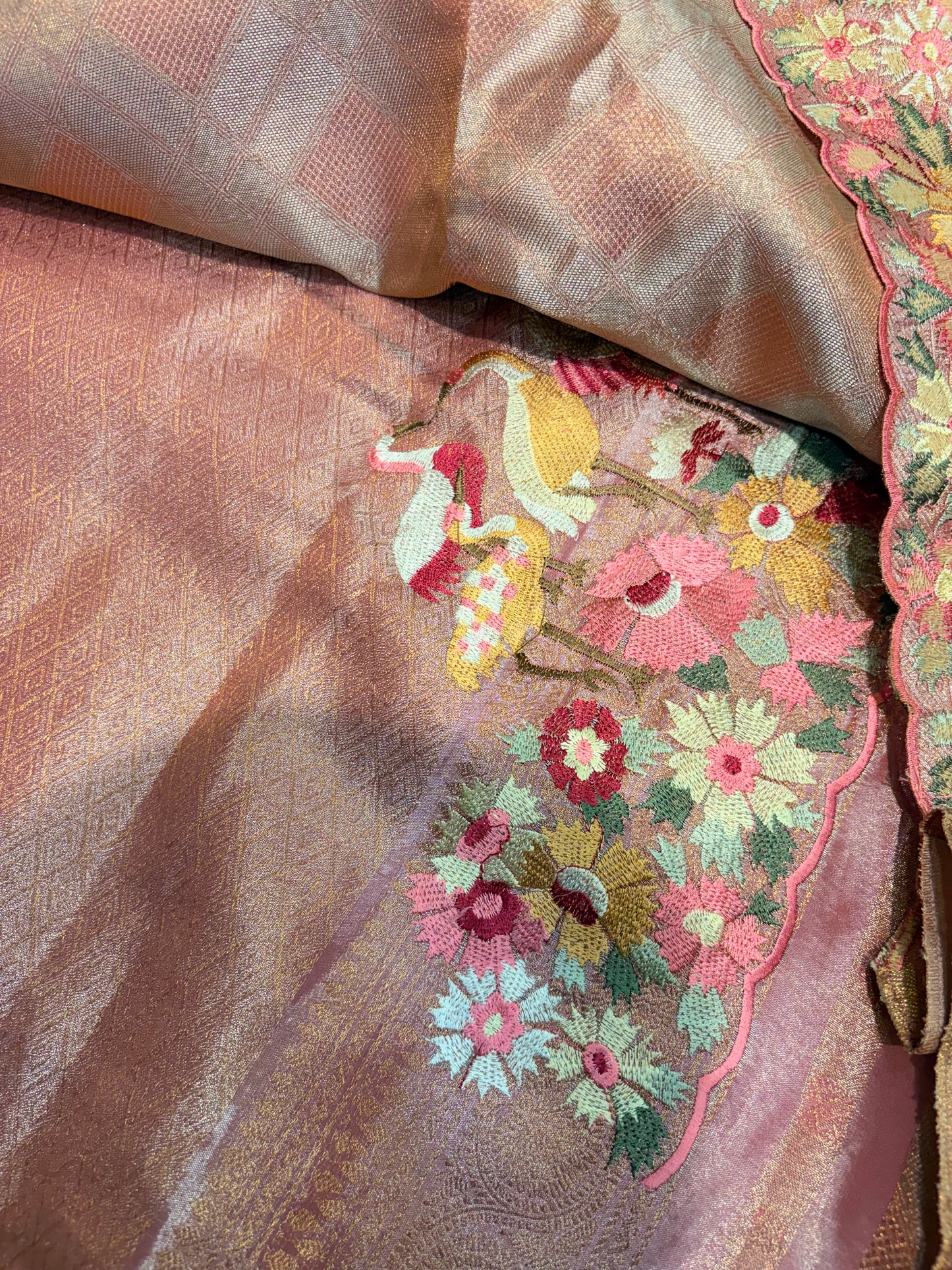KANCHIPURAM TISSUE SILKS SAREE WITH EMBROIDERY WORK