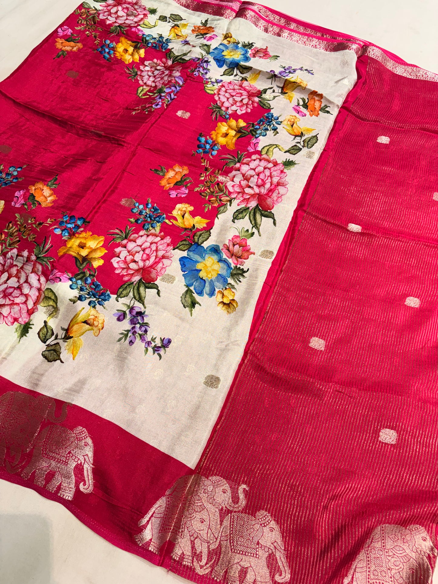 PREMIUM PRINTED MOUNGA SAREE