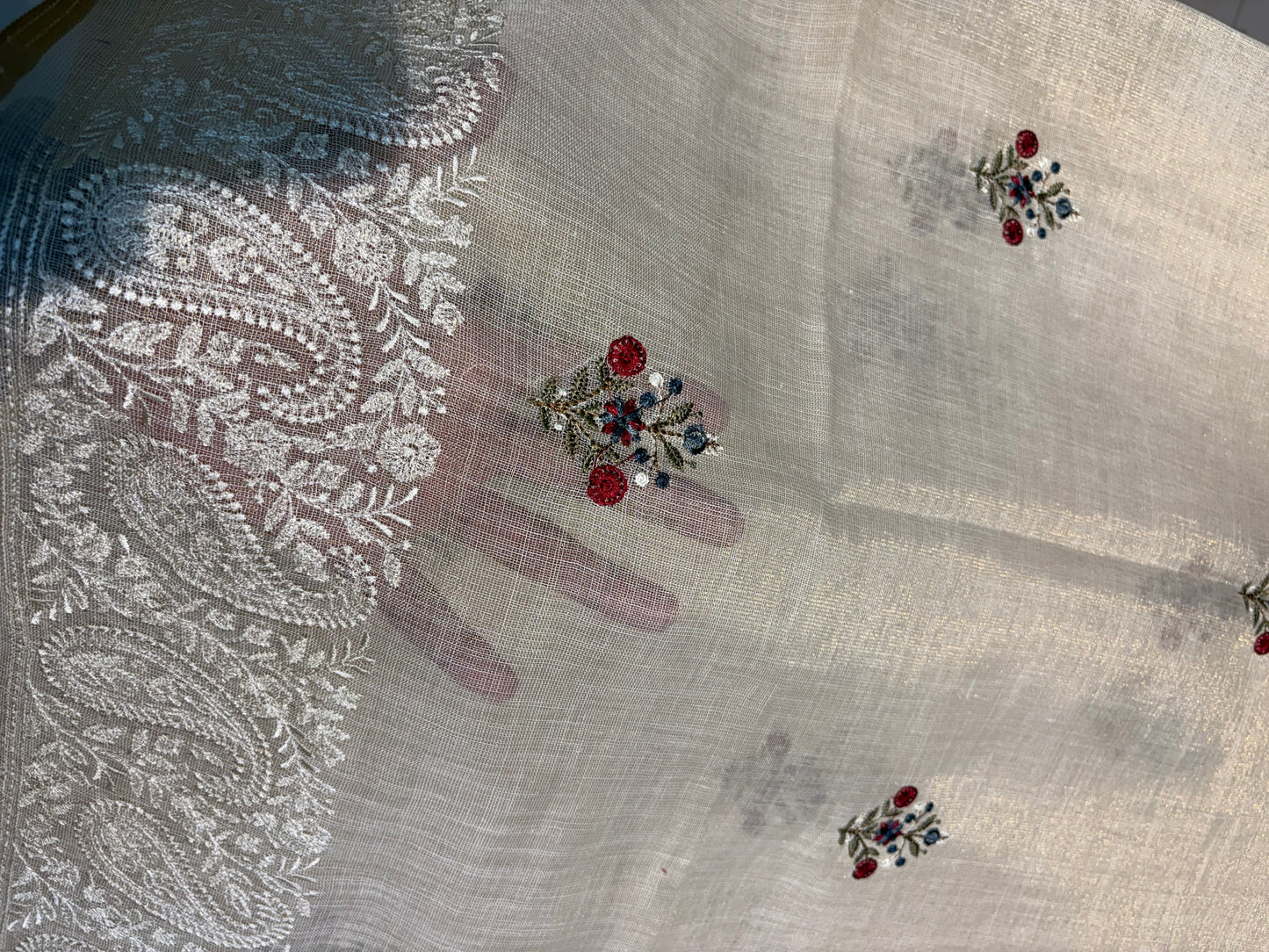 Lenien Cotton Sarees with French knot work