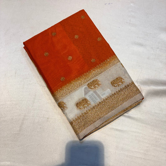 KHADDI GEORGETTE WITH ELEPHANT BUTTA BORDER