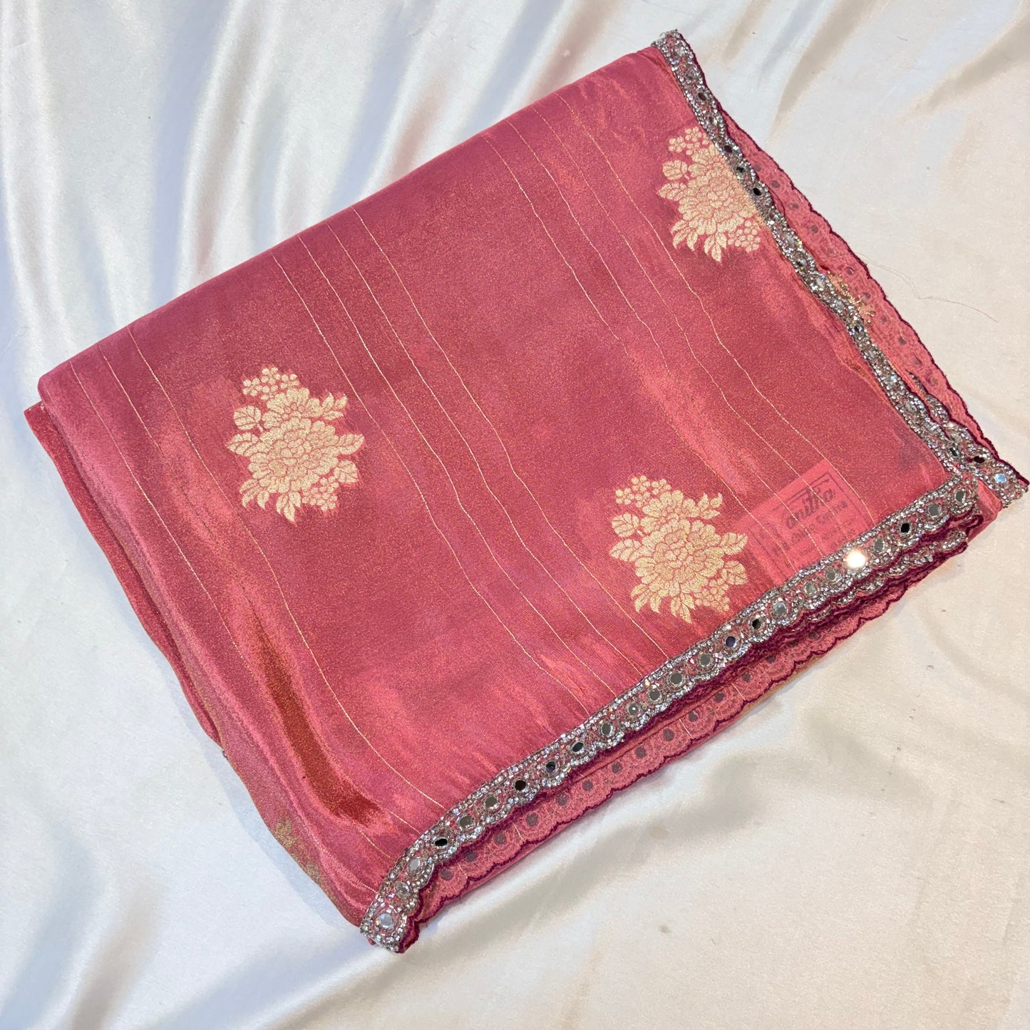 Pure Mounga Silk Saree with Mirror Work Border