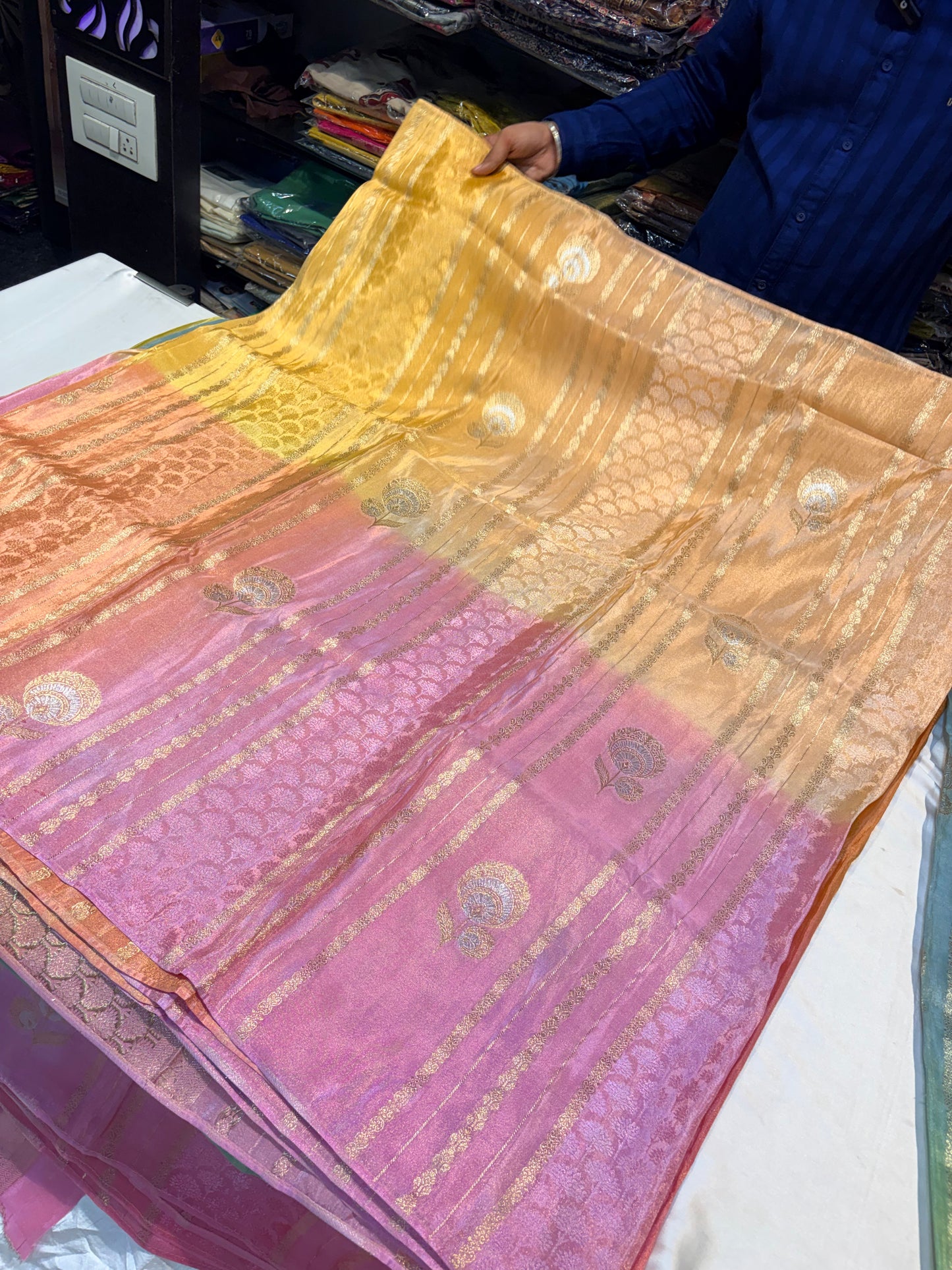 PREMIUM CHINON CREAPE SAREE IN AMBREE SHADES