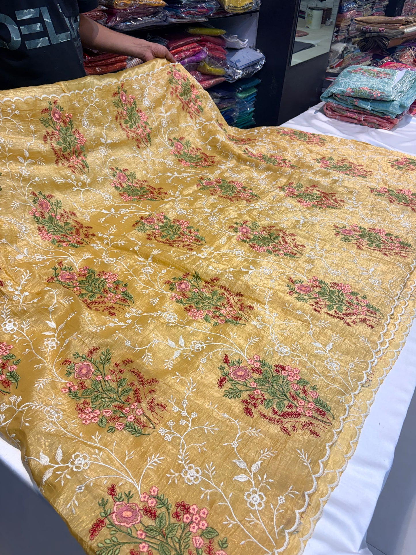 Soft fancy sarees with embroidery work