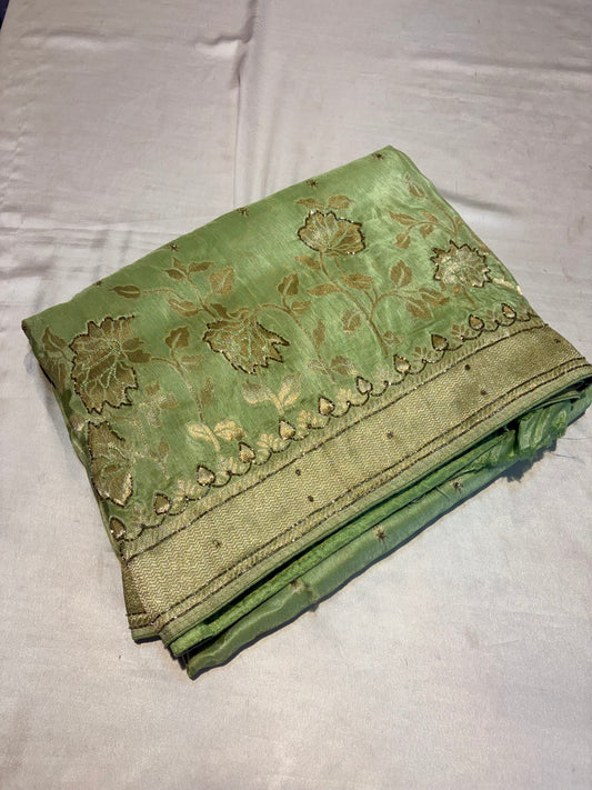 PURE MOUNGA SILK SAREE WITH HANDWORK
