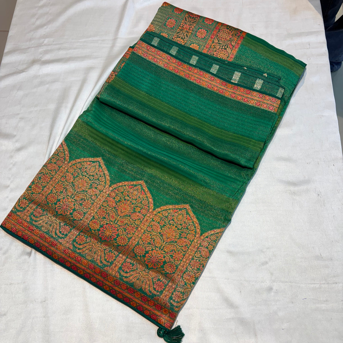 PURE BANARAS GEORGETTE WITH TEMPLE BORDER WITH TEMPLE BORDER