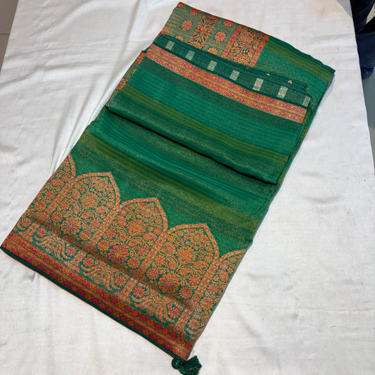 PURE BANARAS GEORGETTE WITH TEMPLE BORDER WITH TEMPLE BORDER