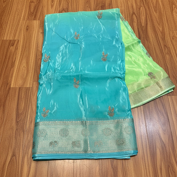 PREMIUM CHINON CREAPE SAREE WITH HANDWORK