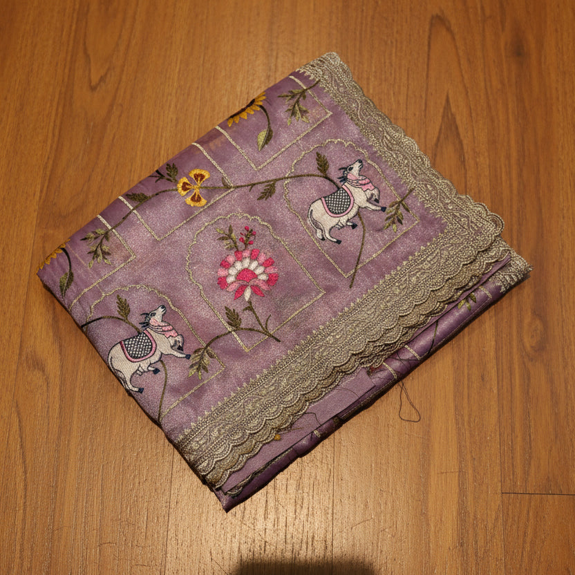 SOFT TISSUE FANCY SAREE
WITH PICHWAI EMBROIDERED WORK