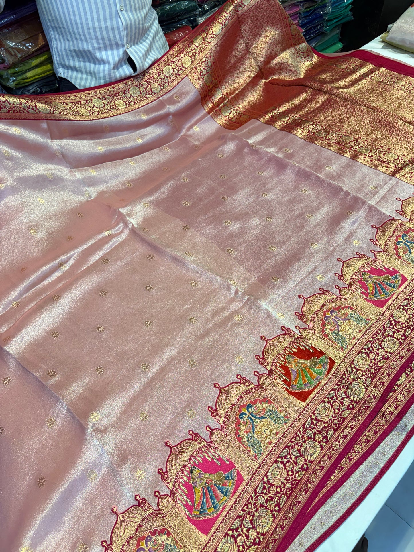 PURE BANARASI GEORGETTE SAREE WITH PASHMINA BORDER