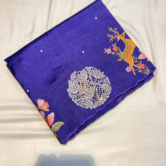 PREMIUM SOFT TUSSUR SILK WITH EMBROIDERY & CUTWORK